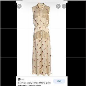 ISO Ganni Donnelly satin fringe dress